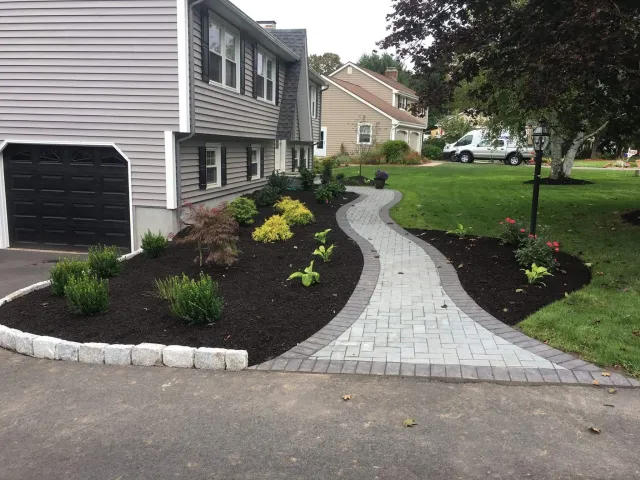 Curved paver pathway