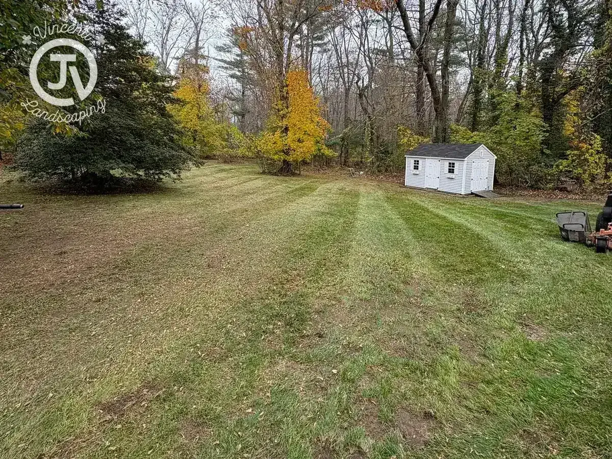 Backyard after fall cleanup by Vincenti Landscaping