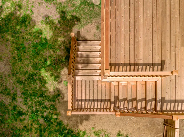 Overhead image of outdoor deck.