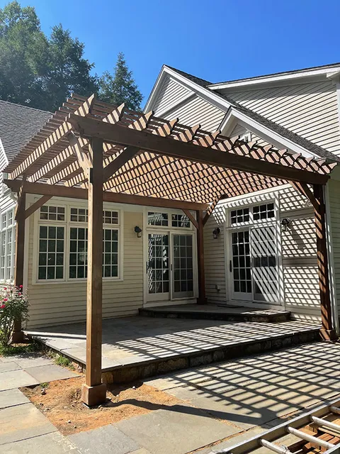 residential property patio with new pergola installed norwalk ct