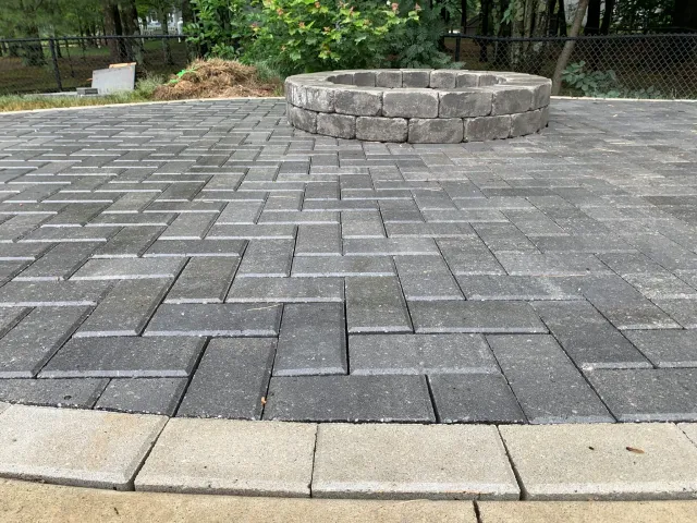Holland Stone Granite Hill pavers in a Herringbone pattern