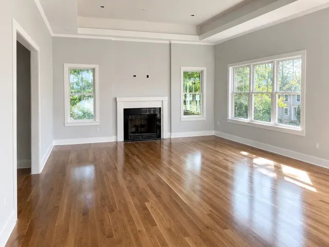 Living room after post construction cleaning