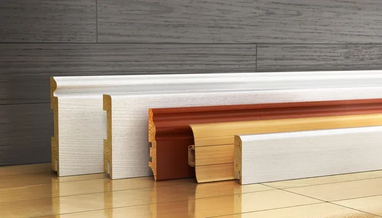 Skirting moldings on wood background