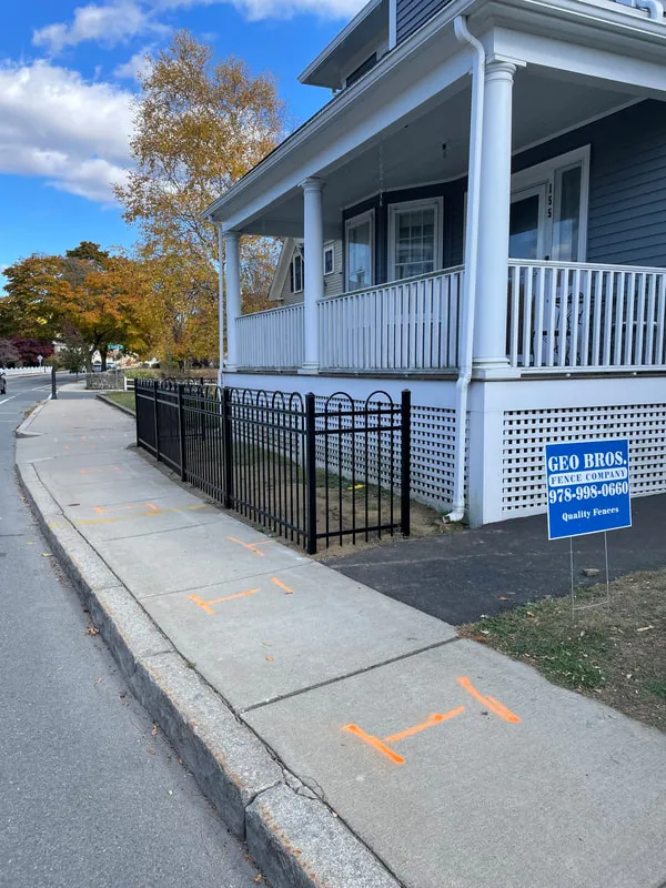 Ornamental steel garden fence, Beverly MA (November 2024)