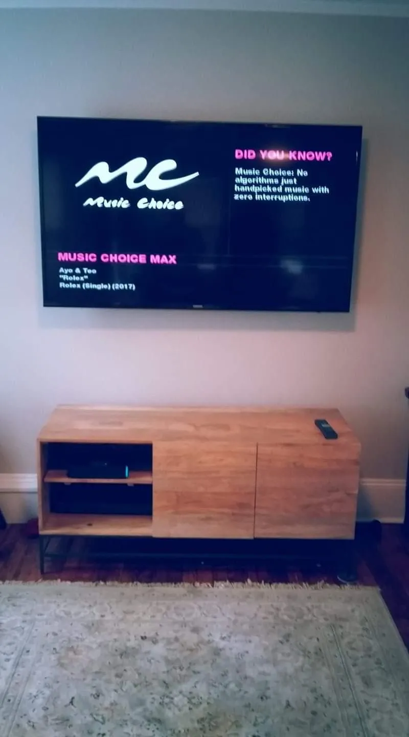 Wall-mounted television with concealed wiring