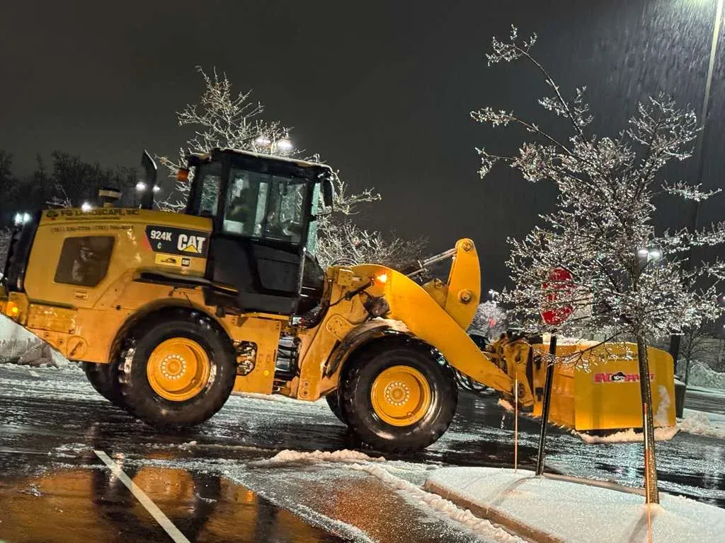 Snow plowing truck