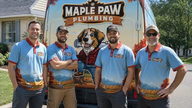 Maple Paw plumbing crew ready for repair and backflow service.
