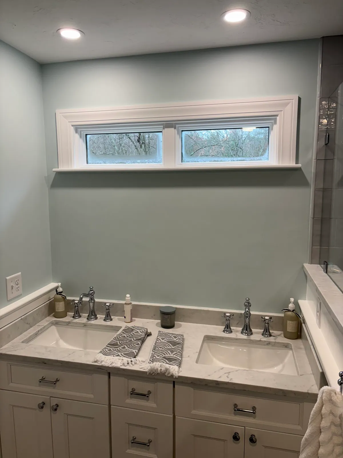 Finished bathroom renovation by KBK Woodworking on the North Shore