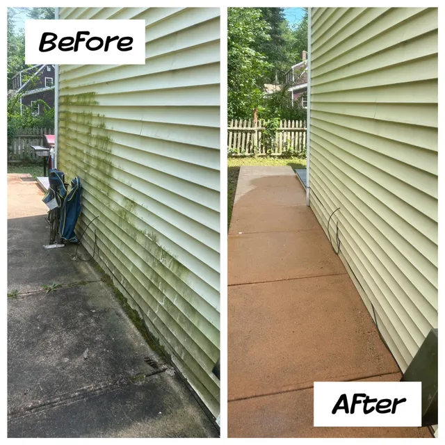 House siding cleaning before and after