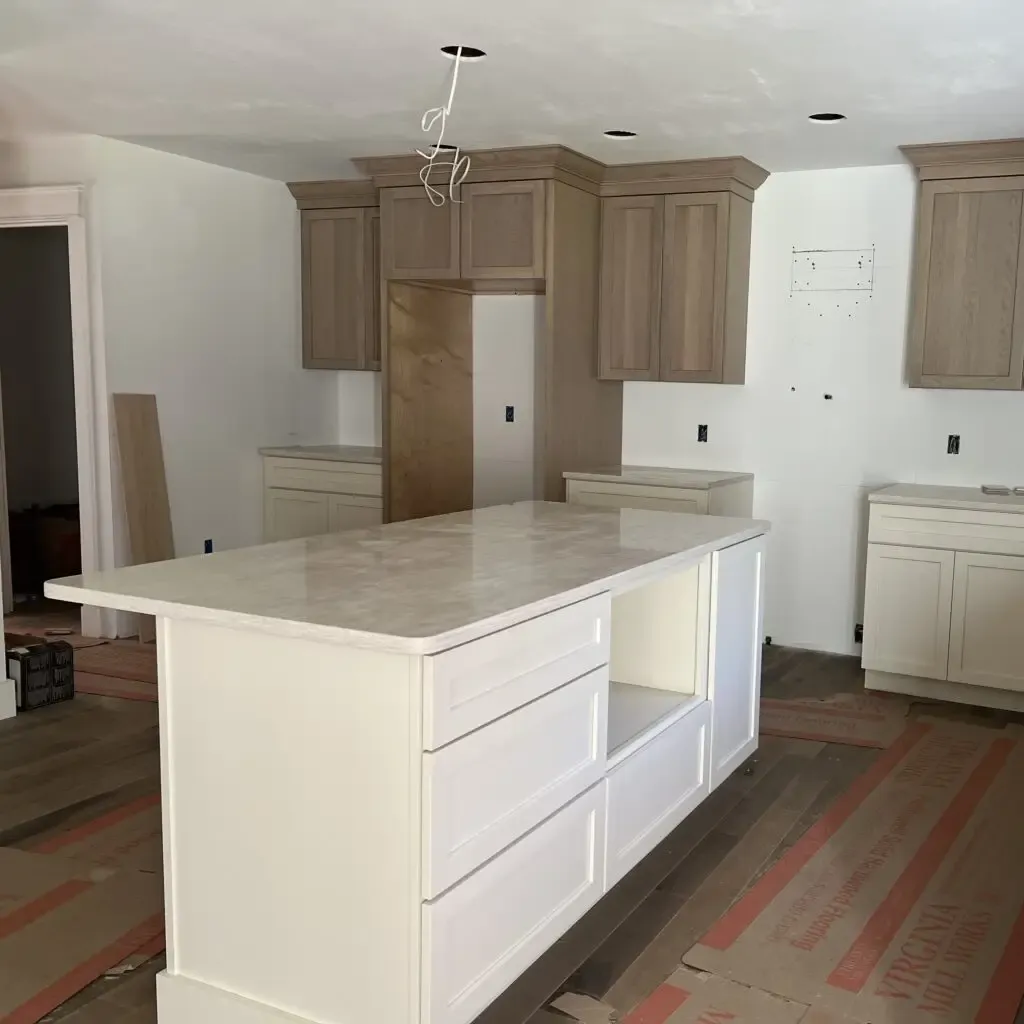 Custom Kitchen build with custom white island