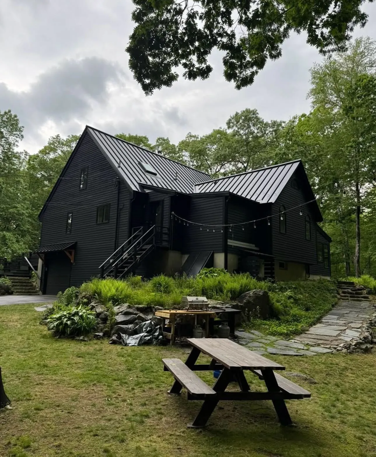 Black metal roof install
