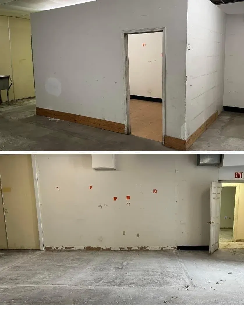 A wall and floor demo job.