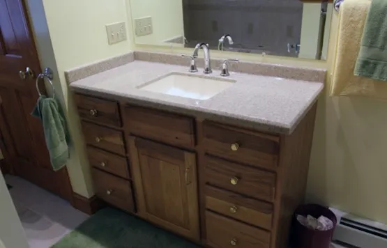 Bathroom remodel — vanity with undermount sink and stone counter