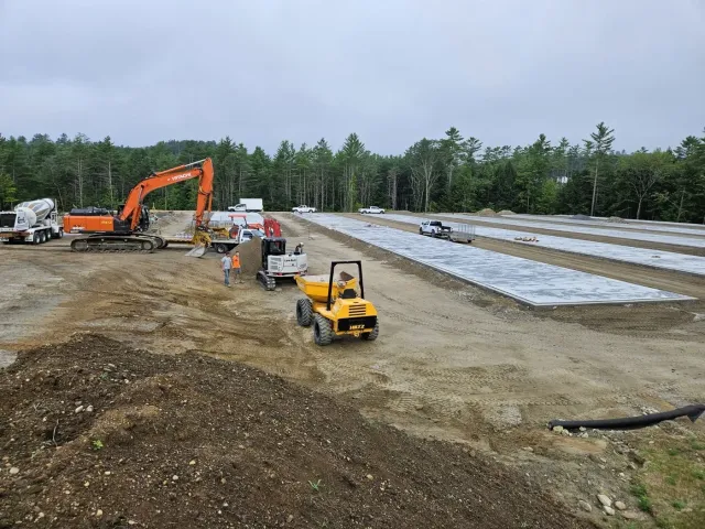 Large commercial building slabs and site equipment