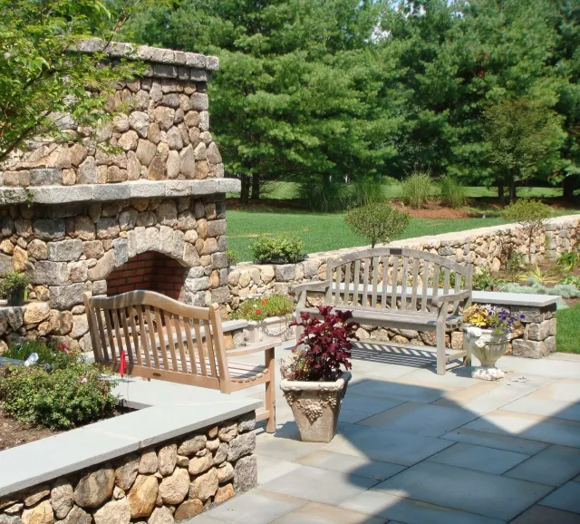 Outdoor fireplace masonry