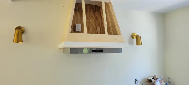 Custom wood range hood surround