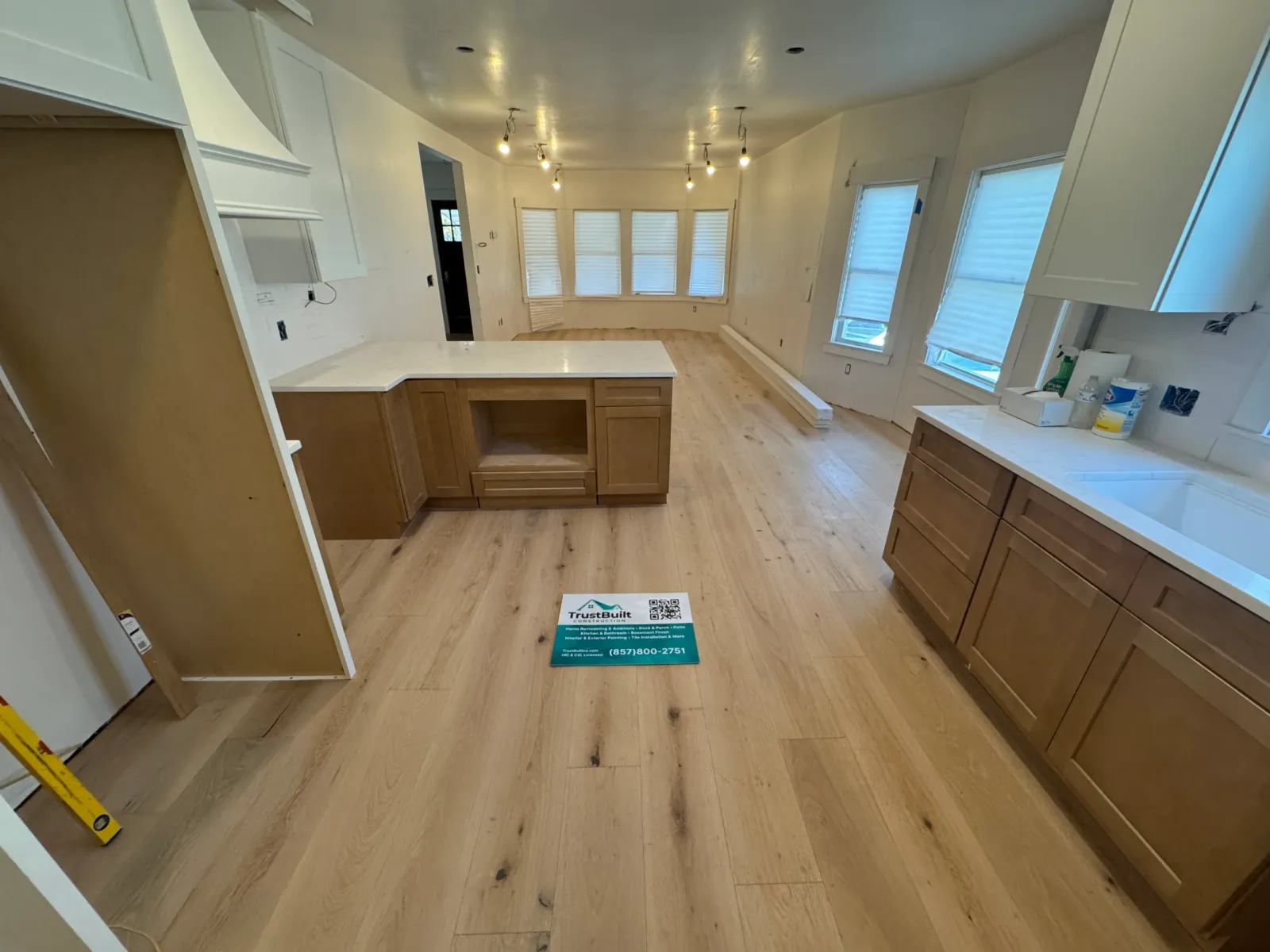 Kitchen remodel with wood lower cabinets