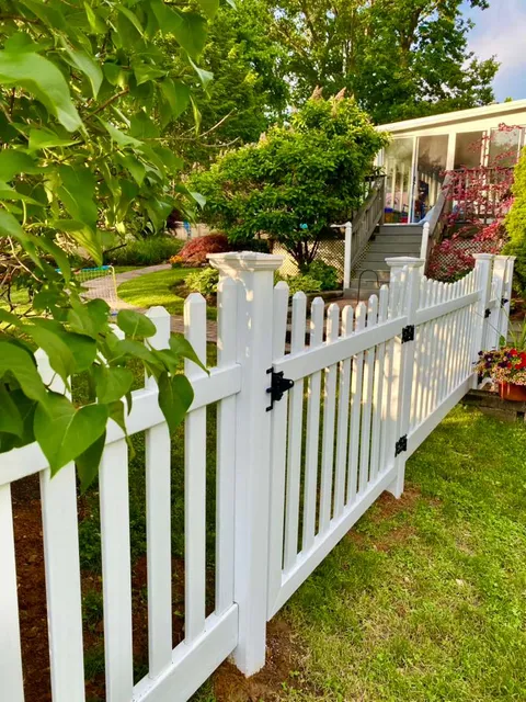 Black metal fence installation