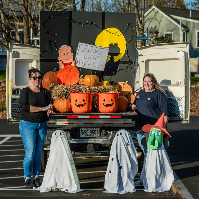 Colby & Gale employees Amanda Reed and Kerri Lincoln at the Great Salt Bay School Trunk or Treat community event in Damariscotta.