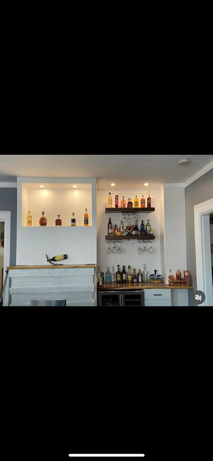 Lighting in a finished bar area