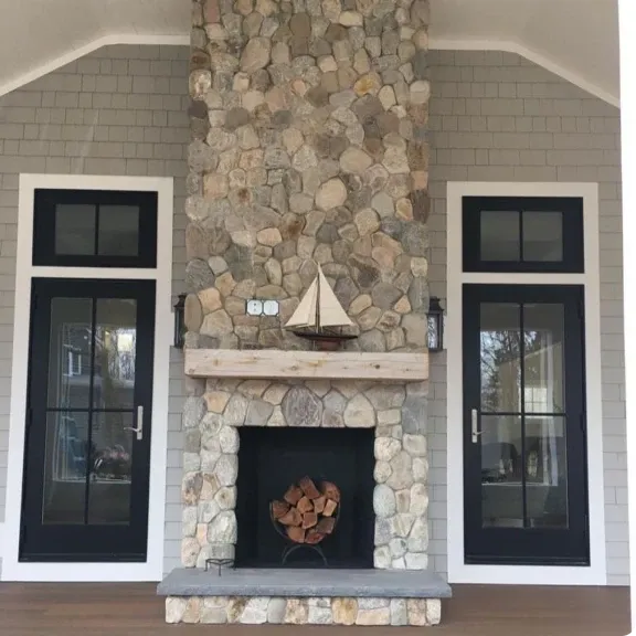 Stone patio project completed on Cape Cod by Bridi Masonry