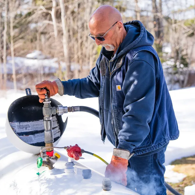 M.W. Sewall propane delivery driver Dan providing reliable fuel service in Midcoast Maine.