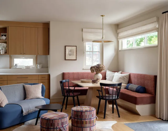 A kitchen with a breakfast nook
