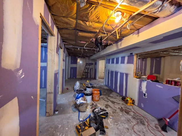 Basement build-out, drywall stage