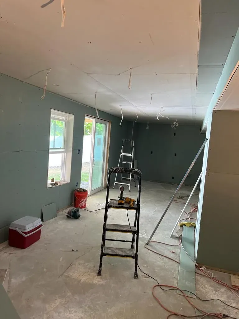 There is a ladder in the middle of the room.
