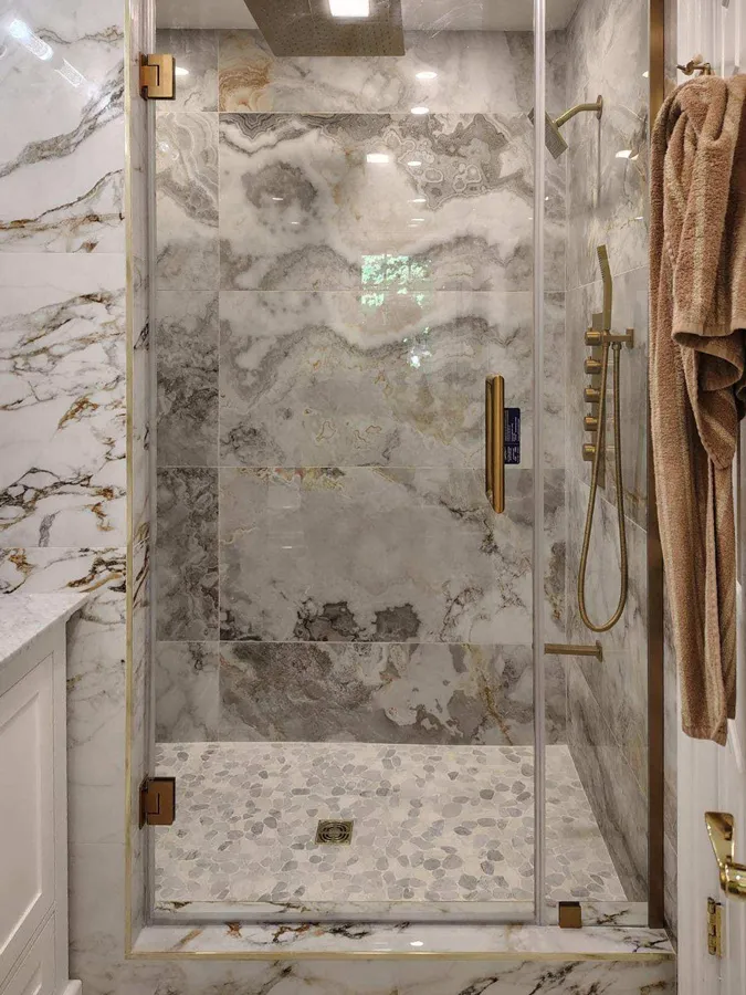 marble walk-in shower