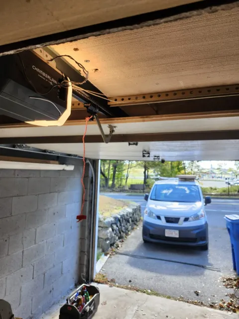 Installed Chamberlain garage door opener in Waltham, MA
