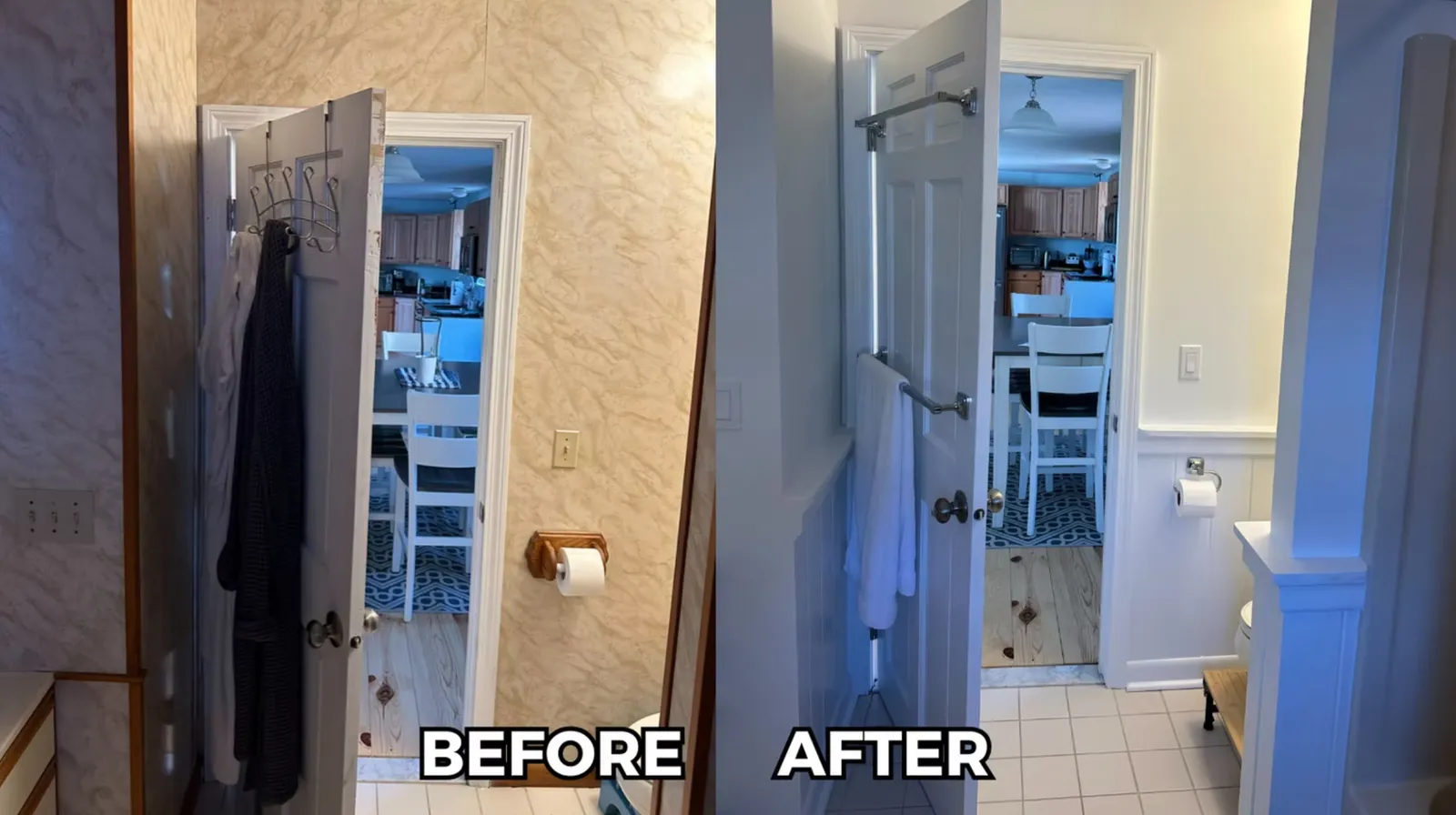 Bathroom transformation before and after comparison
