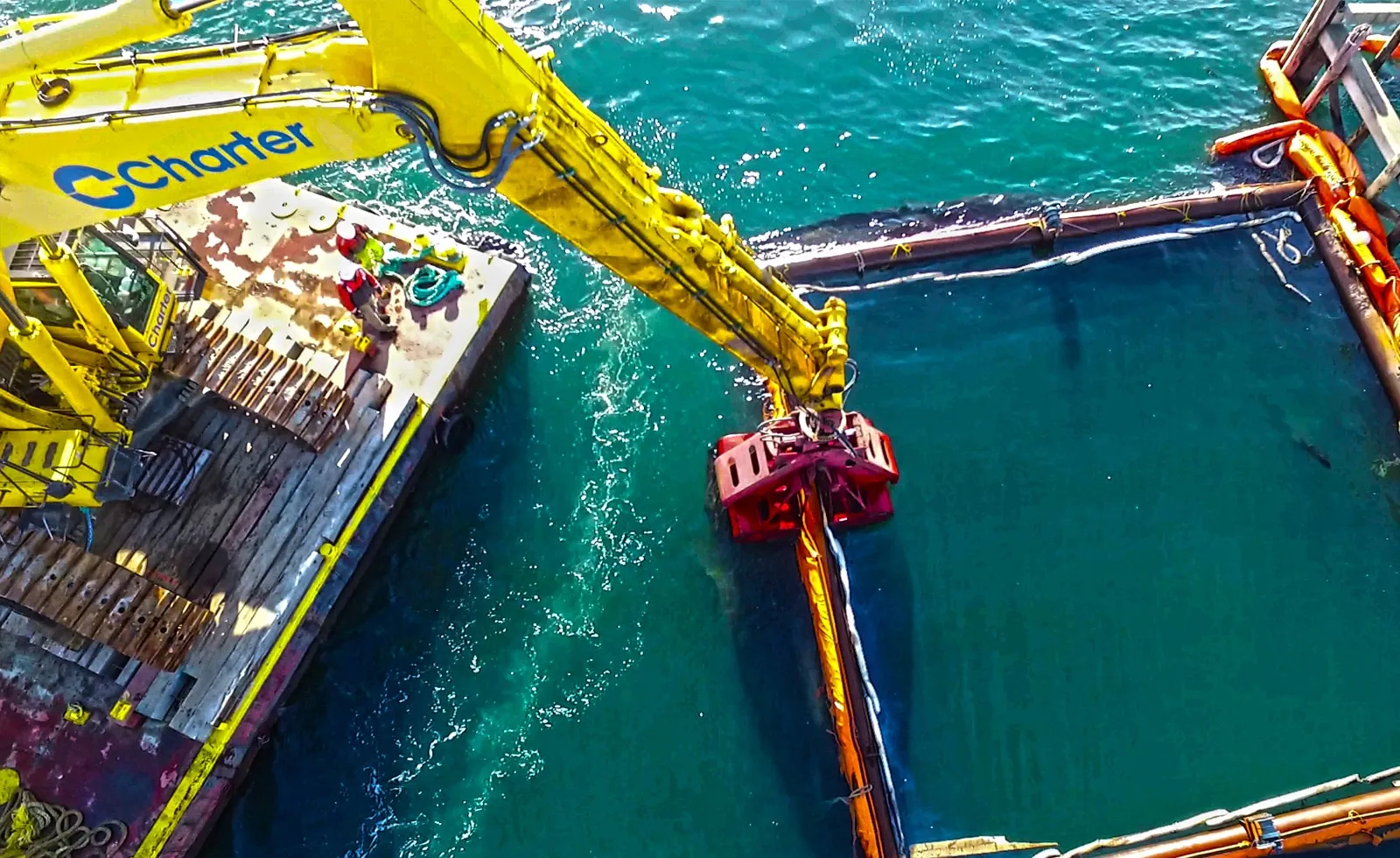 Gloucester MGP Dredging equipment over water