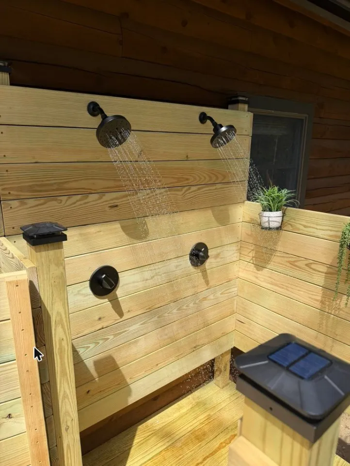 Custom outdoor shower plumbing