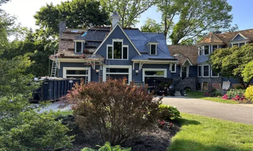Types of roofing materials. Frame of a wooden house
