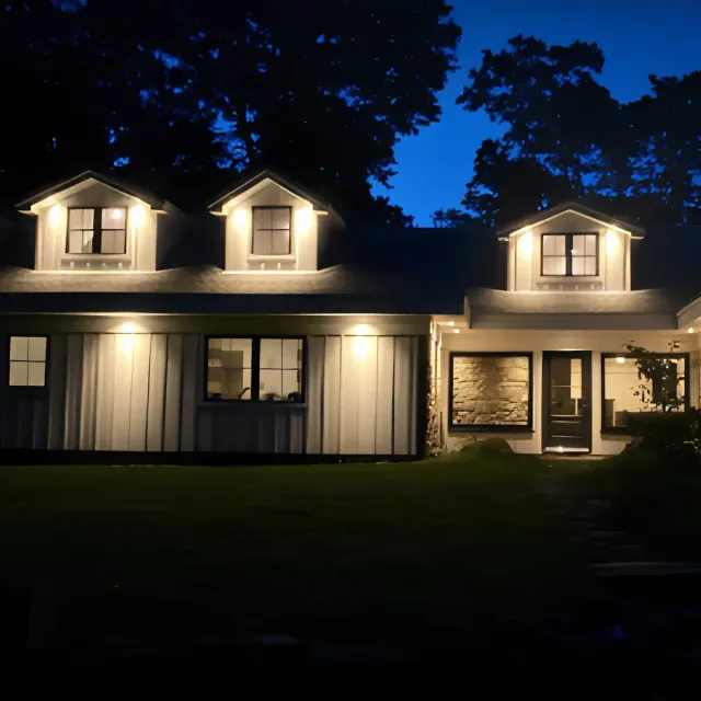 Outdoor landscape lighting project by Buck Electric electricians
