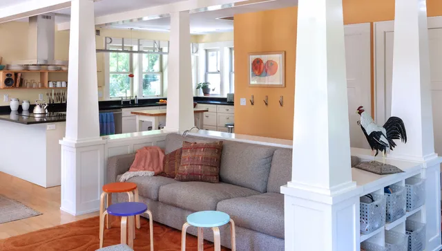 Juniper Design Build's Foursquare house renovation project living room