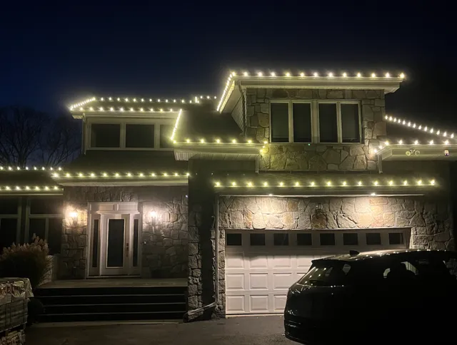 Christmas light installation in Westchester County, NY.