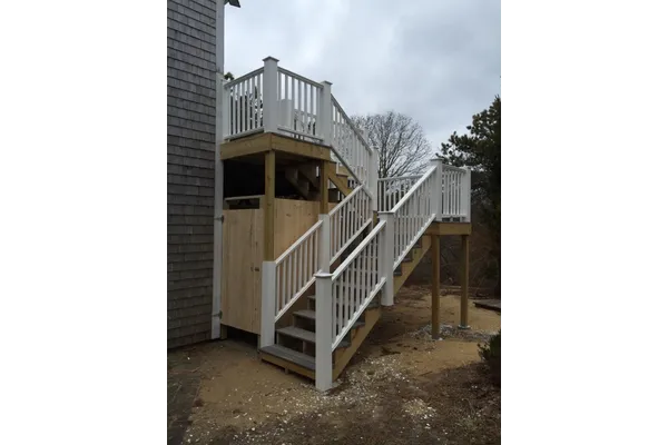 New deck, stairs and outdoor bathroom