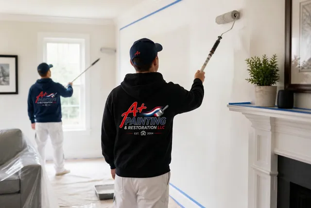 A+ Painting crew painting an interior room