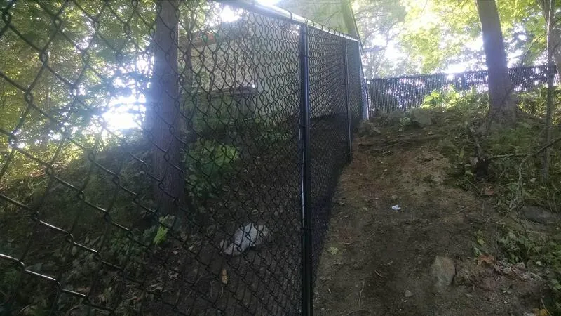 Fencing on a steep grade, Saugus MA