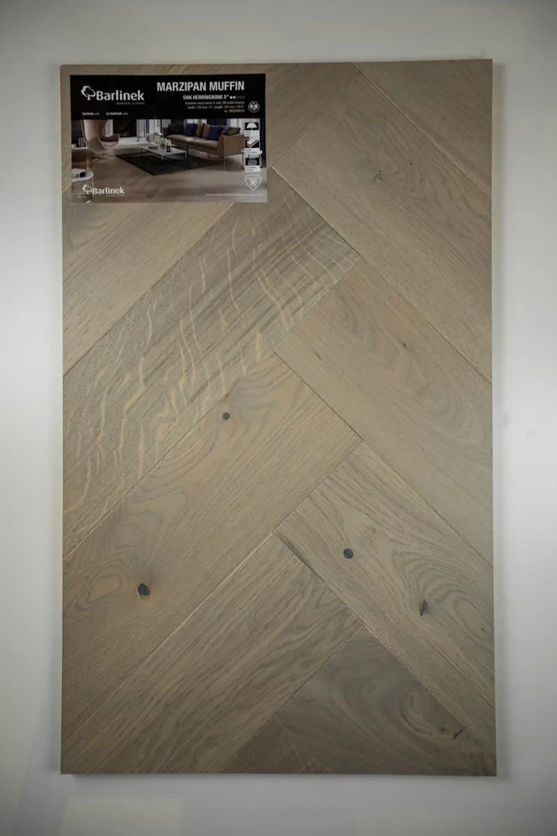 Marzipan Muffin White Oak Herringbone Hardwood Flooring