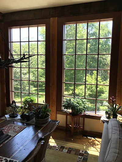 Residential window tinting in a Boston living room