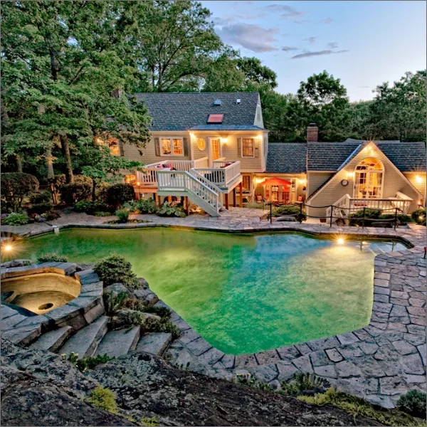 Outdoor remodel with a large pool
