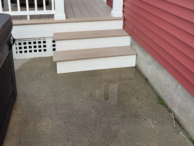 Stairs after pressure washing company came in Portland, Maine.