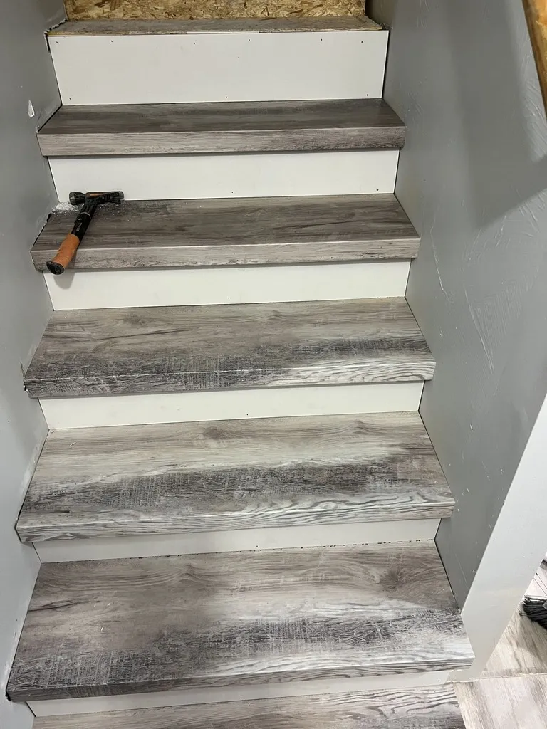 Stair Treads Installation with Gray Wood Finish