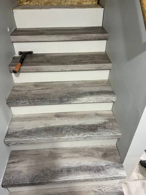 Stair Treads Installation with Gray Wood Finish