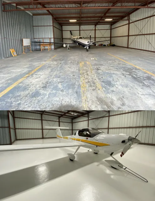 Solid White Epoxy Floor - Aircraft Hangar