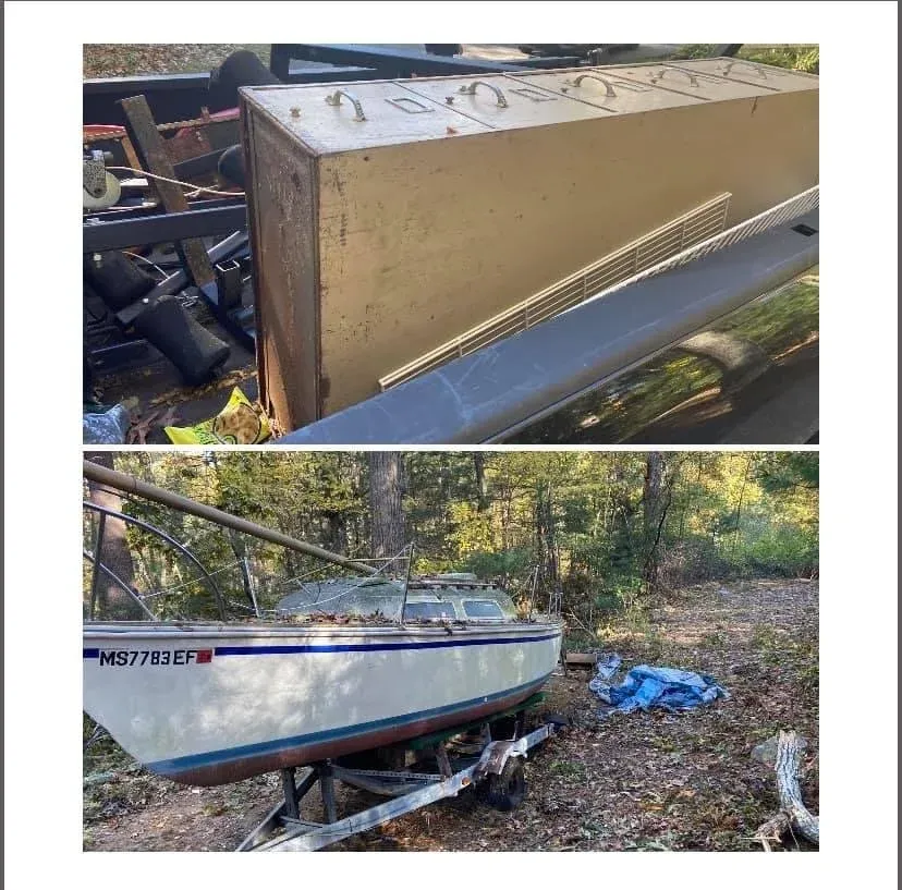 A sailboat removal job, junk cars aren’t the only thing we pick up!