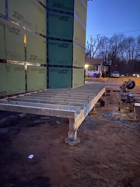 Addition framed at dusk